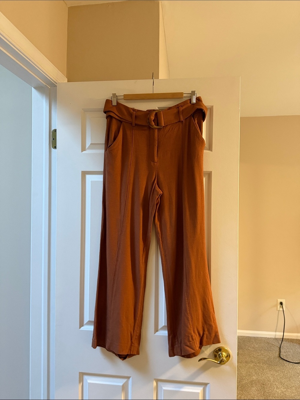 Veronica Beard Rust Brown Drape Pants with Belt